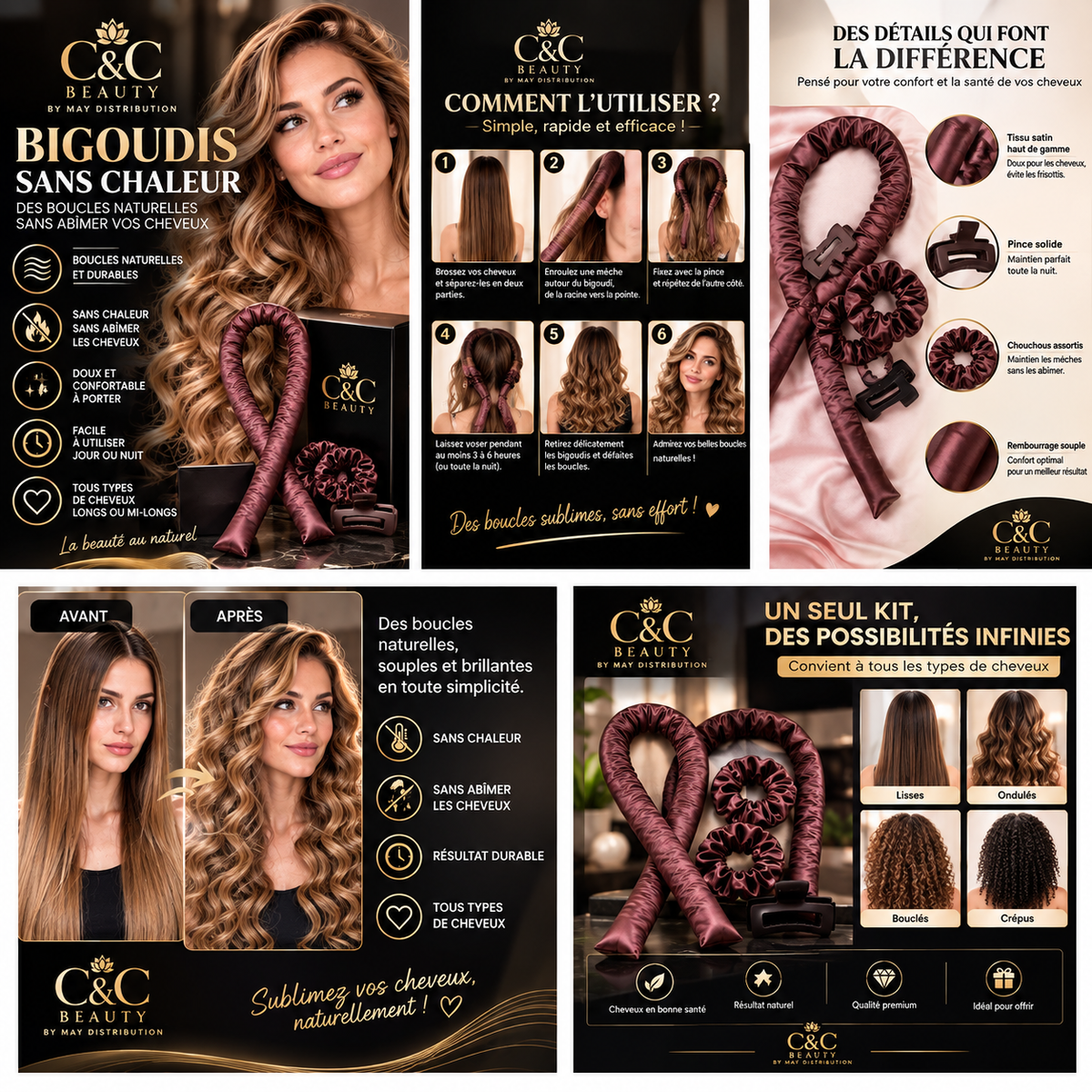 KIT BOUCLES SANS CHALEUR EN SATIN-C&C bEAUTY