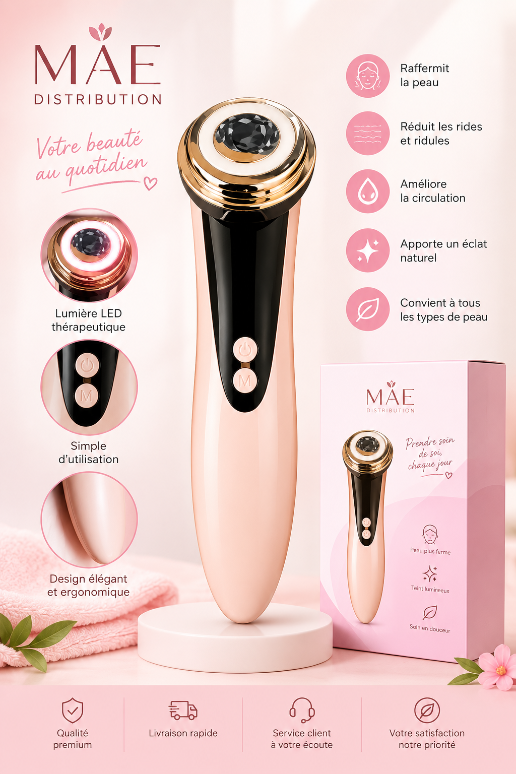 Masseur facial LED multifonction