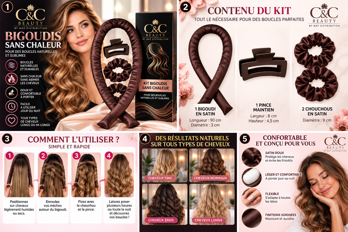 KIT BOUCLES SANS CHALEUR EN SATIN-C&C bEAUTY